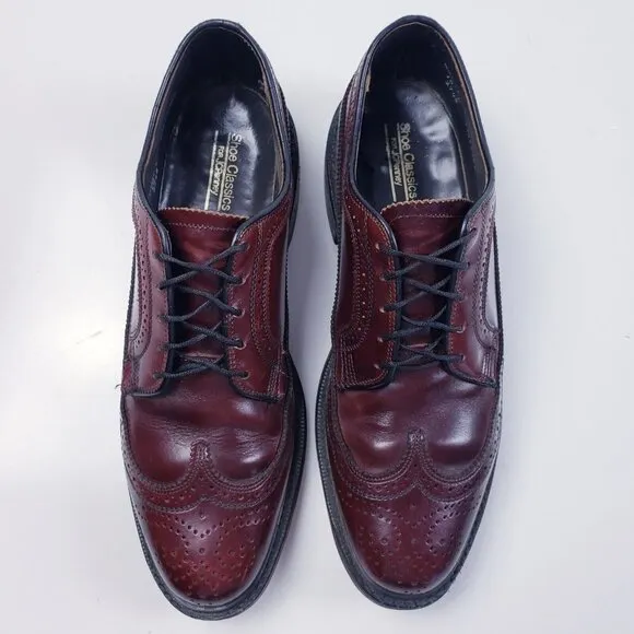 Shoe Classics JC Penney Men's Brogue Oxford Leather Wingtip Dress Shoes Size 10D