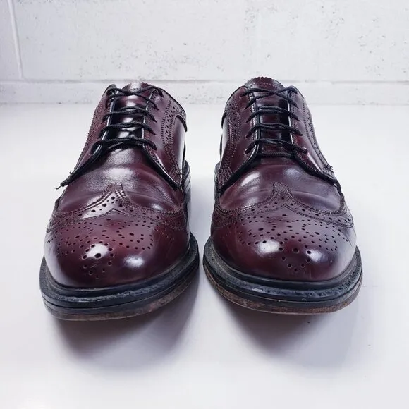 Shoe Classics JC Penney Men's Brogue Oxford Leather Wingtip Dress Shoes Size 10D