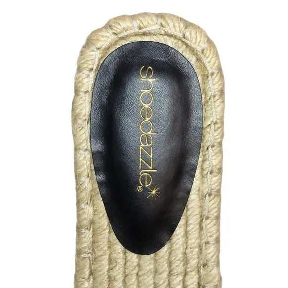 SHOE DAZZLE WOMEN'S BLACK &amp; GOLD ESPADRILLE FLAT SANDALS - SIZE 8.5