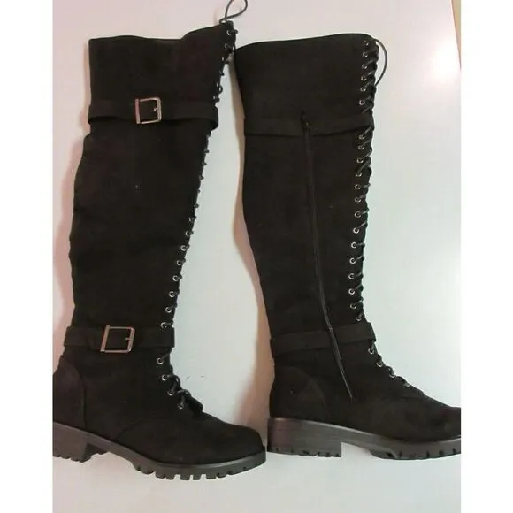 Shoe Dazzle black suede boots sz 8.5 NEW
