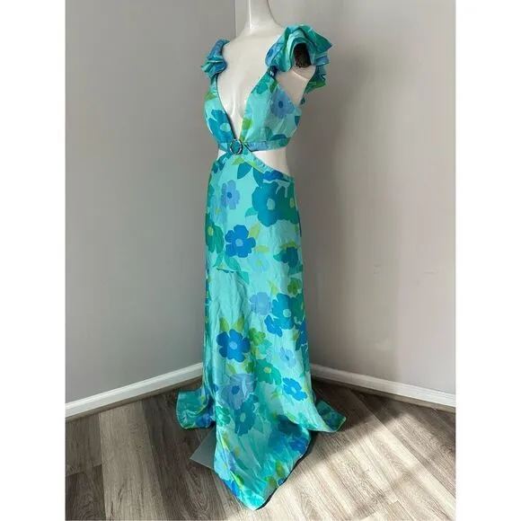 Show Me Your Mumu Francie Maxi Dress in Blue Piccadilly Flora Size Small $238