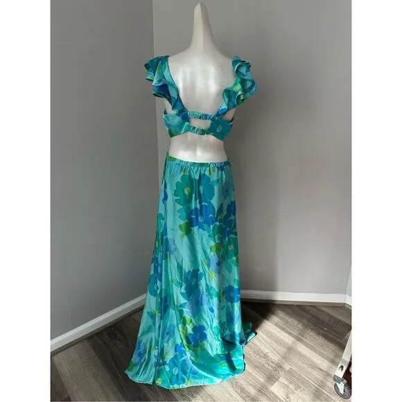 Show Me Your Mumu Francie Maxi Dress in Blue Piccadilly Flora Size Small $238