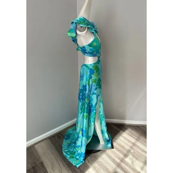 Show Me Your Mumu Francie Maxi Dress in Blue Piccadilly Flora Size Small $238