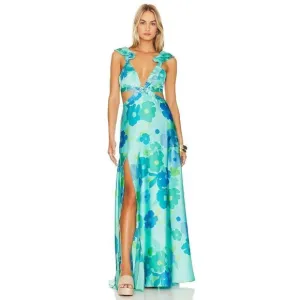 Show Me Your Mumu Francie Maxi Dress in Blue Piccadilly Flora Size Small $238