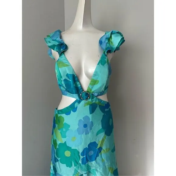 Show Me Your Mumu Francie Maxi Dress in Blue Piccadilly Flora Size Small $238