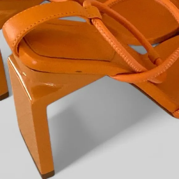 SHULTZ KATTIEN SANDAL IN ORANGE 4” Heel Ankle Wrap Strappy Women's Sandals 8.5