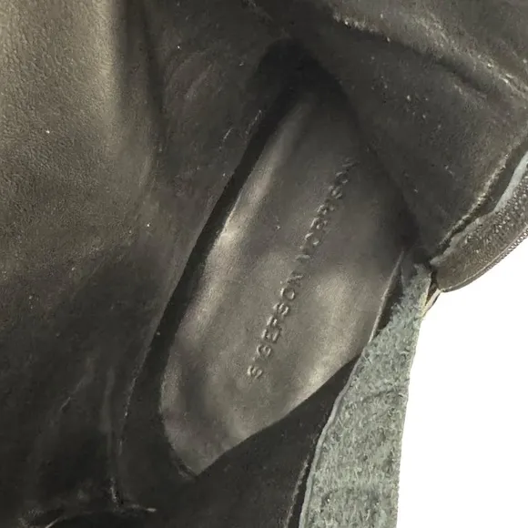 Sigerson Morrison Jaden Tall Western Boots Embossed Leather Black 38 US 7