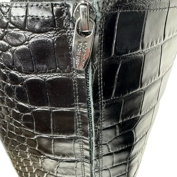 Sigerson Morrison Jaden Tall Western Boots Embossed Leather Black 38 US 7