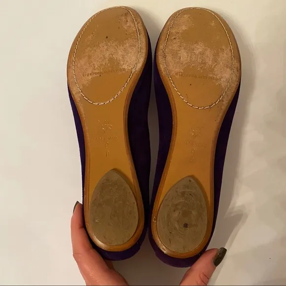 SIGERSON MORRISON SHOES FLATS PURPLE SUEDE LEATHER BEADS ROUND TOES SIZE 8