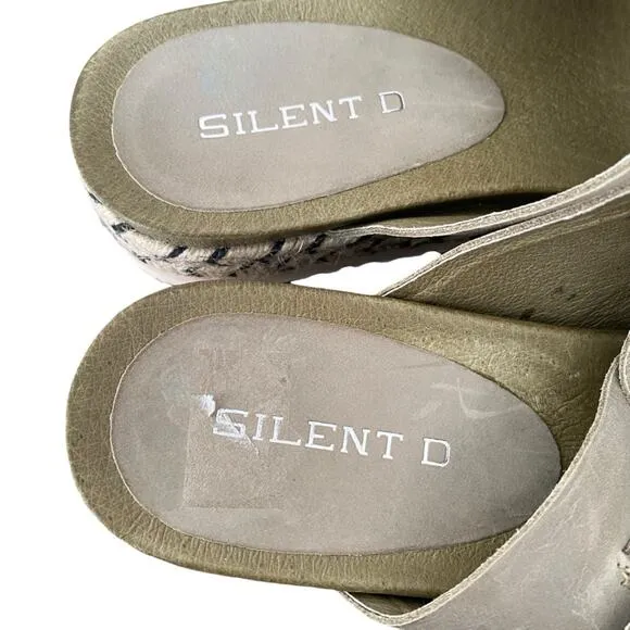 Silent D Joist Anthropologie Leather Sage Green Slide Espadrille Sandals size 8