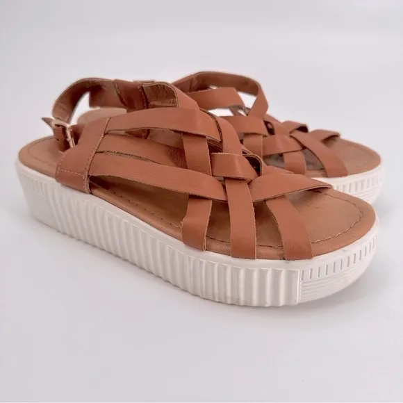Silent D Lossier Leather Platform Sandals Size 40