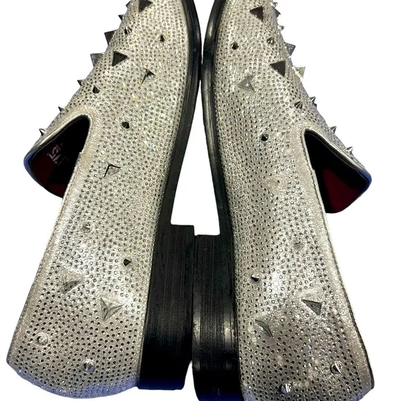 Silver Spike Prom Dress Shoes Size 13