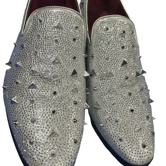 Silver Spike Prom Dress Shoes Size 13