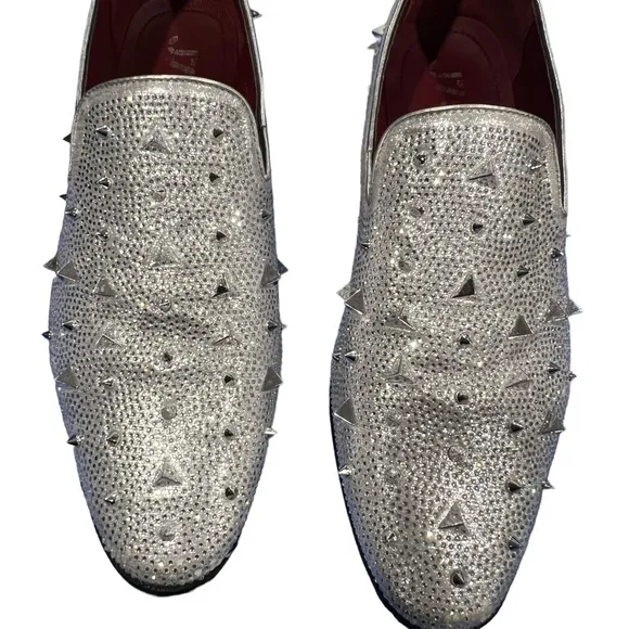 Silver Spike Prom Dress Shoes Size 13