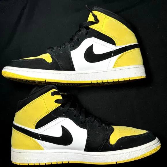 Size 12 - Nike Air Jordan 1 Mid SE Yellow Toe Men's Shoes