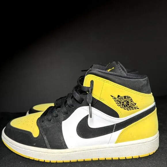 Size 12 - Nike Air Jordan 1 Mid SE Yellow Toe Men's Shoes