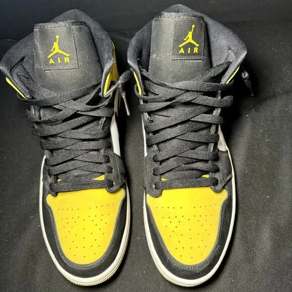 Size 12 - Nike Air Jordan 1 Mid SE Yellow Toe Men's Shoes