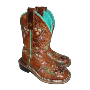 Smokey Mountain Girl's 8.5 Floralie Cowboy Boots Western Leather Embroidered