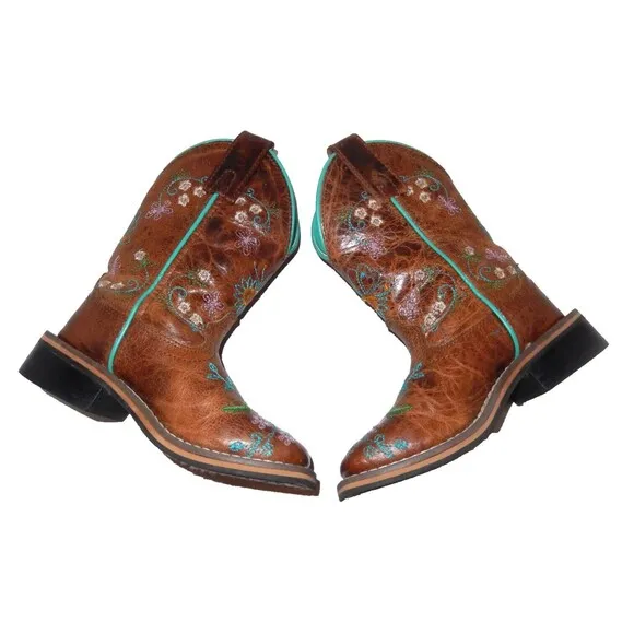 Smokey Mountain Girl's 8.5 Floralie Cowboy Boots Western Leather Embroidered