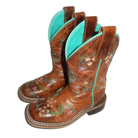 Smokey Mountain Girl's 8.5 Floralie Cowboy Boots Western Leather Embroidered