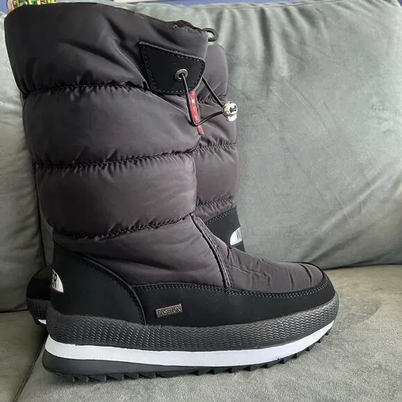 SNOW boots fleece lined platform black waterproof cotton NWOT