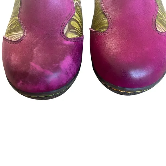 Socofy purple leather multicolor ankle boots size 42/9.5 fairy bohemian booties
