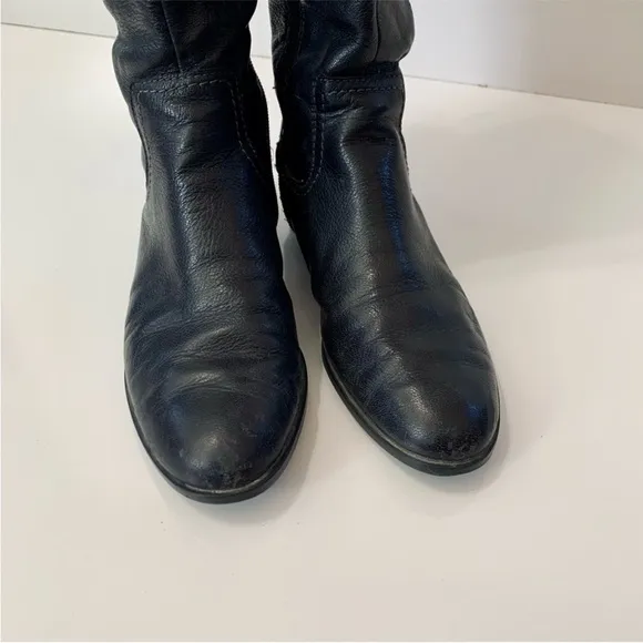 Sofft Black leather over the knee Riding Boots heel buckle 7M