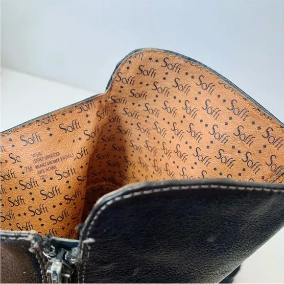 Sofft Black leather over the knee Riding Boots heel buckle 7M