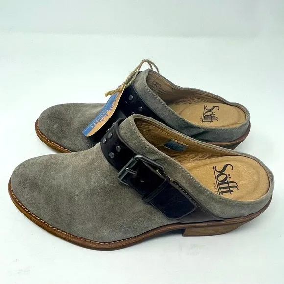 Sofft Shoes Adena NWT Leather Slip on Western Style Almond Toe Tan Gray sz 7