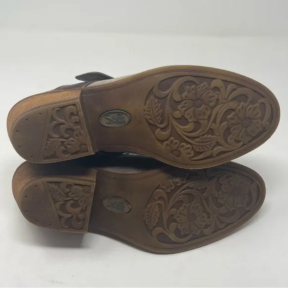 Sofft Shoes Adena NWT Leather Slip on Western Style Almond Toe Tan Gray sz 7