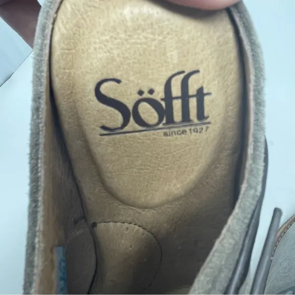 Sofft Shoes Adena NWT Leather Slip on Western Style Almond Toe Tan Gray sz 7