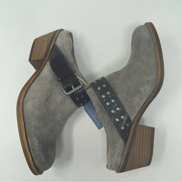 Sofft Shoes Adena NWT Leather Slip on Western Style Almond Toe Tan Gray sz 7