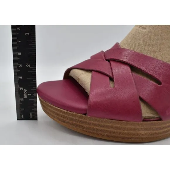 Sofft Womens Size 7.5 Lacie Raspberry Italian Leather Block Heel Sandals Shoes