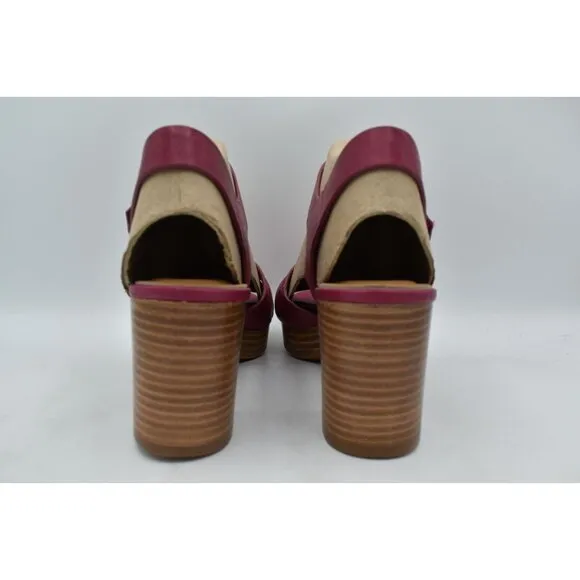 Sofft Womens Size 7.5 Lacie Raspberry Italian Leather Block Heel Sandals Shoes