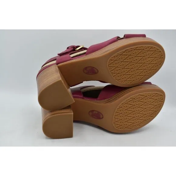 Sofft Womens Size 8 Lacie Raspberry Italian Leather Block Heel Sandals Shoes