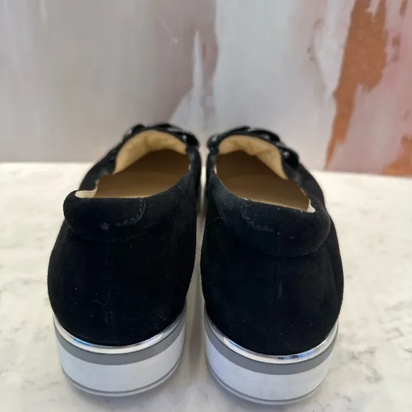 Softwaves Terracare Black Suede Loafers Buckle Arch Support W38.5-8N US Portugal