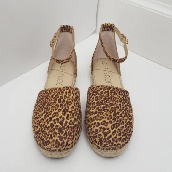 Sole Society Saylah animal print espadrille closed toe sandals