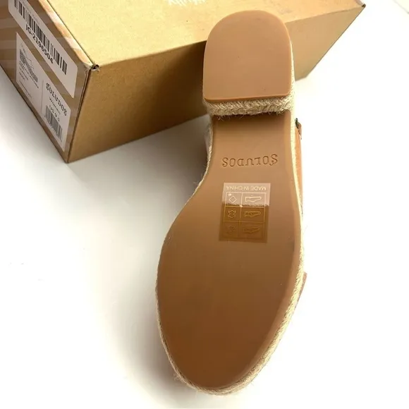 Soludos Amalfi Criss-Cross tan leather platform espadrille sandals size 9.5