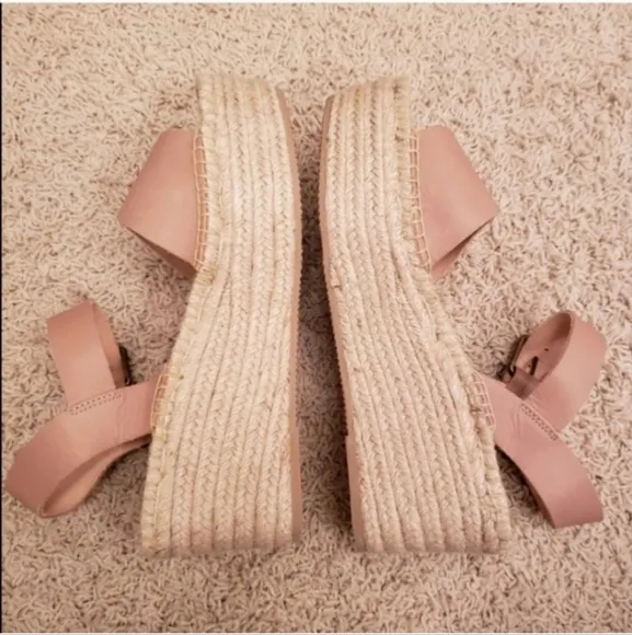 Soludos Minorca High Platform Wedge Sandal Espadrille Leather Size 9.5 NWT