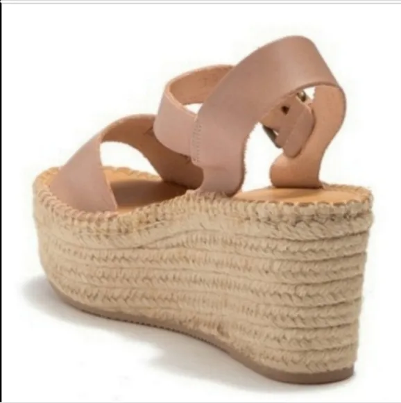 Soludos Minorca High Platform Wedge Sandal Espadrille Leather Size 9.5 NWT