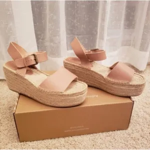 Soludos Minorca High Platform Wedge Sandal Espadrille Leather Size 9.5 NWT