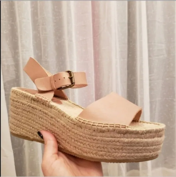 Soludos Minorca High Platform Wedge Sandal Espadrille Leather Size 9.5 NWT