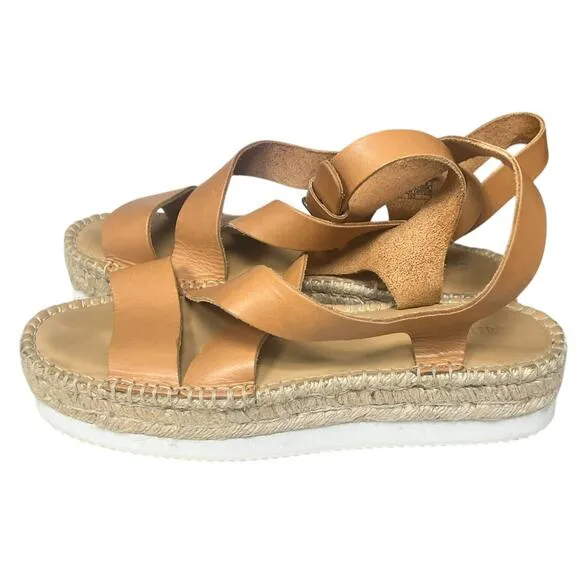 Soludos Olympia Platform Espadrille Sandals •10•Anthropologie Brown Tan Leather