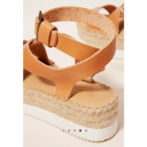 Soludos Olympia Platform Espadrille Sandals •10•Anthropologie Brown Tan Leather