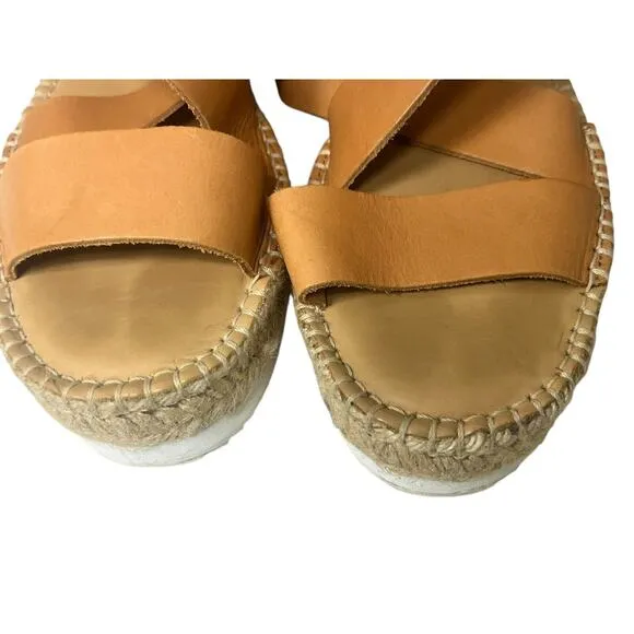 Soludos Olympia Platform Espadrille Sandals •10•Anthropologie Brown Tan Leather
