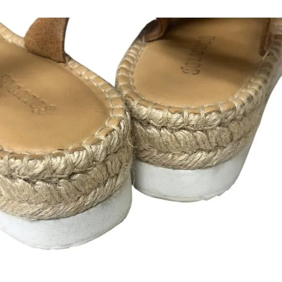 Soludos Olympia Platform Espadrille Sandals •10•Anthropologie Brown Tan Leather
