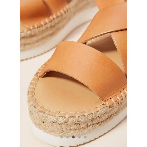 Soludos Olympia Platform Espadrille Sandals •10•Anthropologie Brown Tan Leather