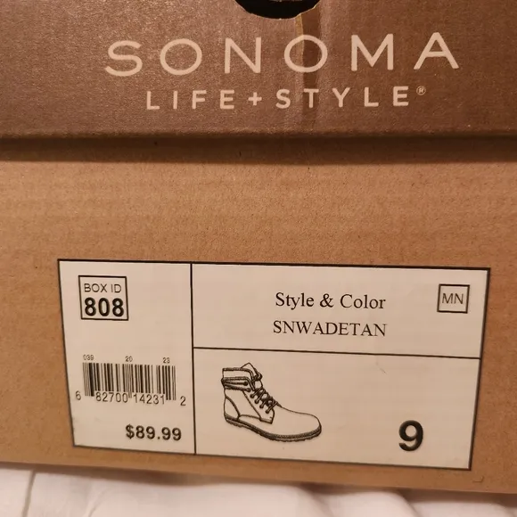 Sonoma Men's Brown Boots Size 9 Med New In Box