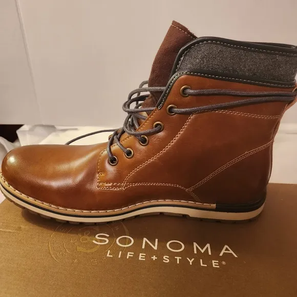 Sonoma Men's Brown Boots Size 9 Med New In Box