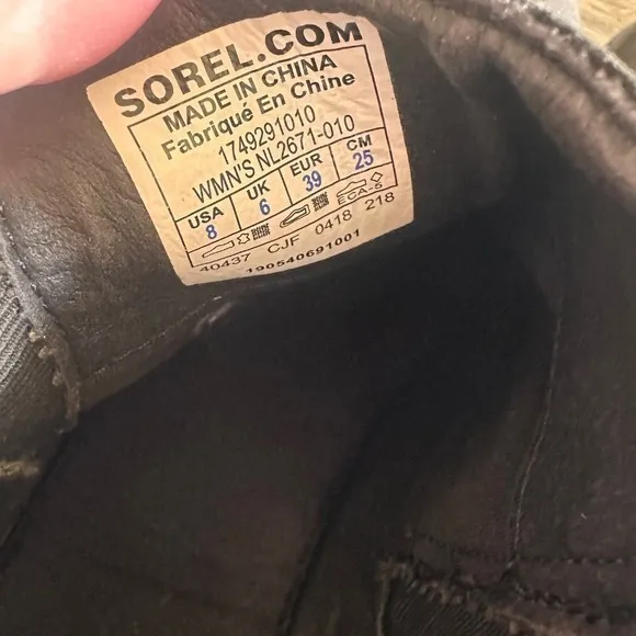 Sorel Black Leather Emelie Ankle Boots Chelsea Pull On Comfort Casual Size 8